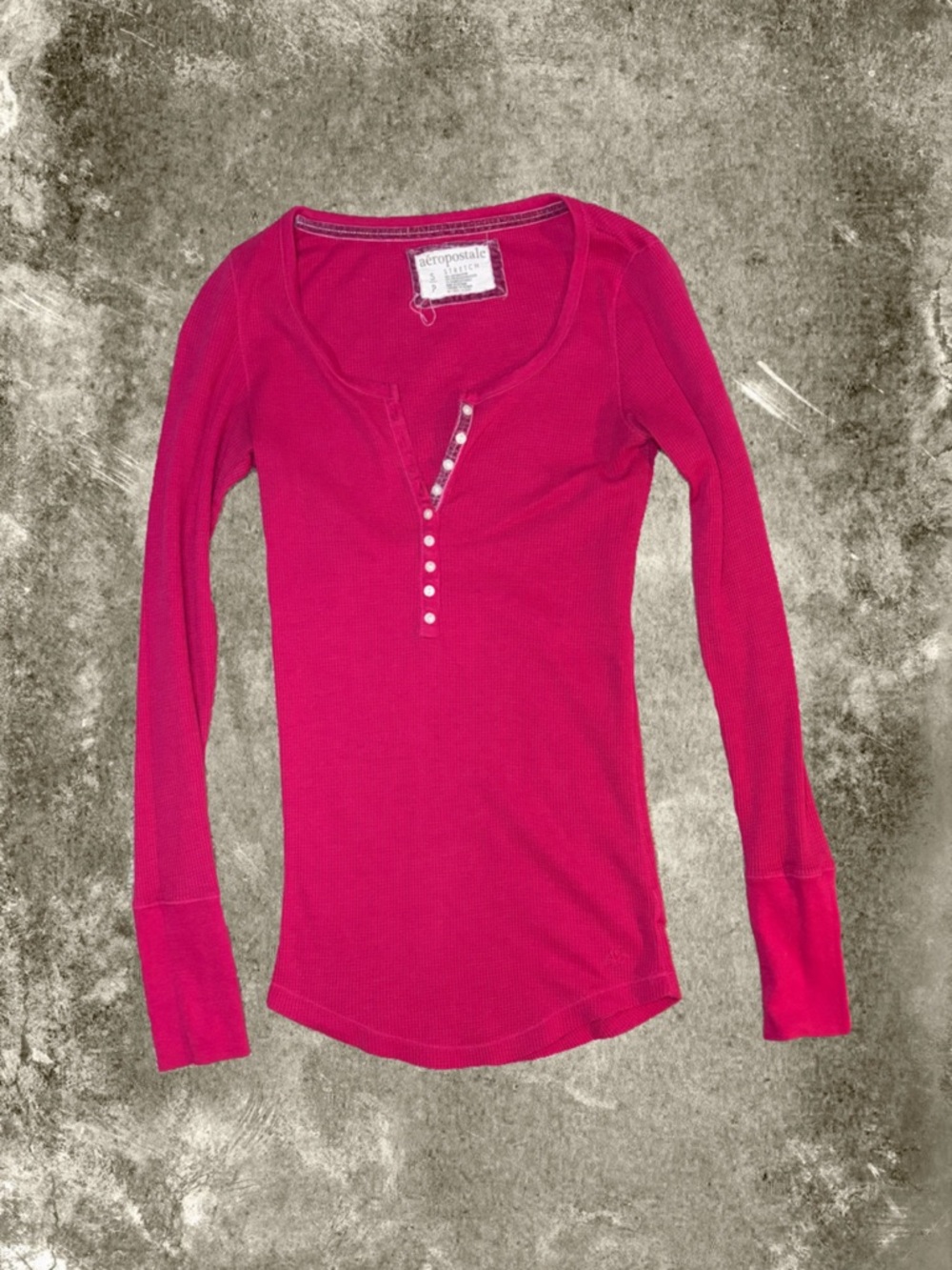 Aeropostale Women's Long Sleeve Henley Top - Bright Pink